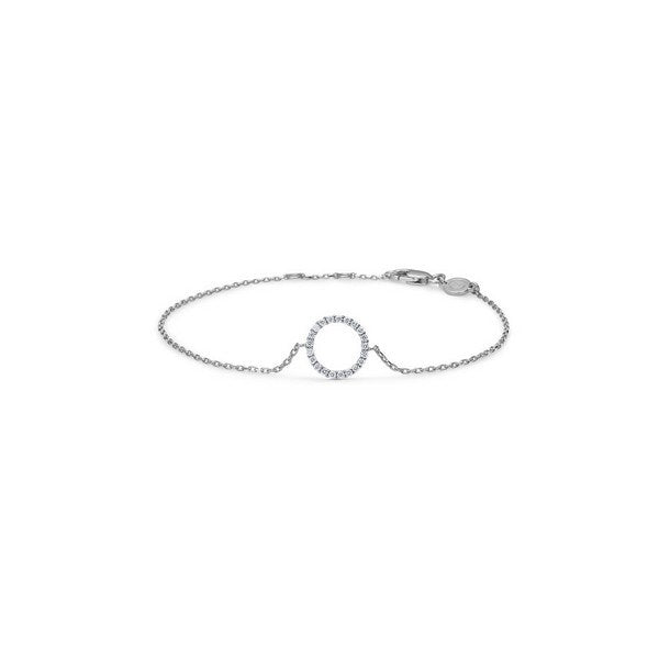 Diamond Halo armbånd i 14 kt hvidguld med 0,12 ct diamanter fra Mads Z i justerbar længde 17–19 cm.